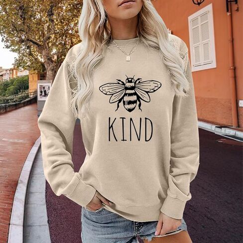 YITAN Women Graphic Drop Shoulder Sweatshirts Loose kind Sweaters in Kuwait