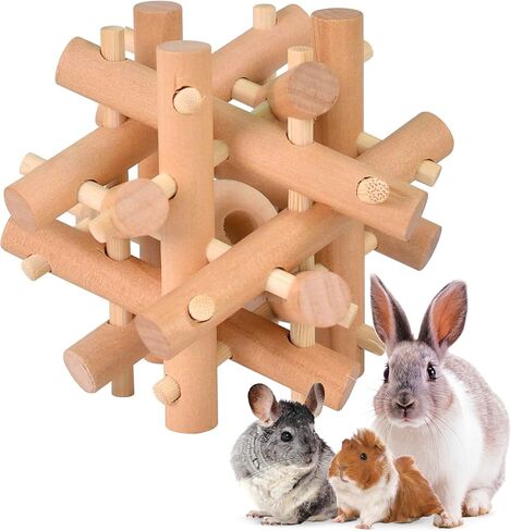Wooden Chewing Toy for Small Animals, Natural Wood for Rabbit, Guinea Pig, Bunny, Chinchilla (Colored) in Saudi Arabia