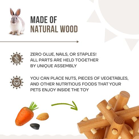 Wooden Chewing Toy for Small Animals, Natural Wood for Rabbit, Guinea Pig, Bunny, Chinchilla (Colored) in Saudi Arabia
