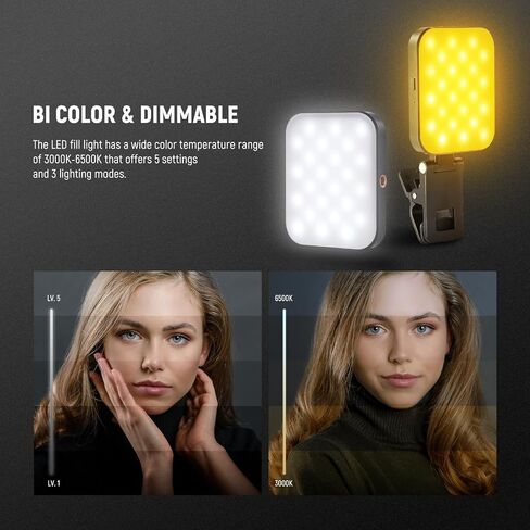 NEWER BASICS Magnetic Selfie Light متوافق مع Magsafe iPhone ، مقطع على الهاتف ملء الإضاءة مع تنظيف قطعة قماش لمؤتمر الفيديو كمبيوتر الكمبيوتر المحمول تسجيل التكافؤ تكبير ، BL48B in Kuwait