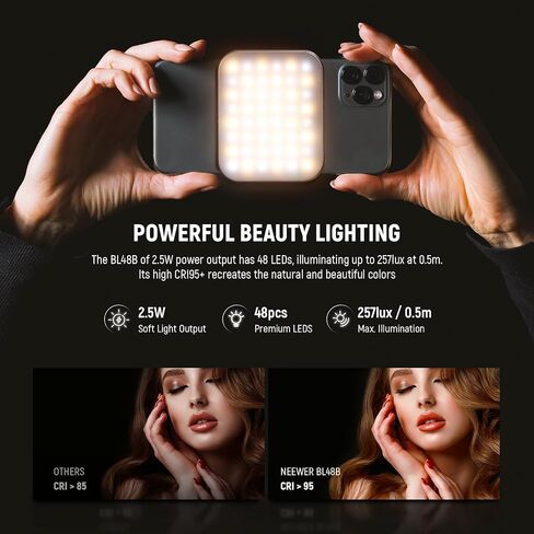 NEWER BASICS Magnetic Selfie Light متوافق مع Magsafe iPhone ، مقطع على الهاتف ملء الإضاءة مع تنظيف قطعة قماش لمؤتمر الفيديو كمبيوتر الكمبيوتر المحمول تسجيل التكافؤ تكبير ، BL48B in Kuwait