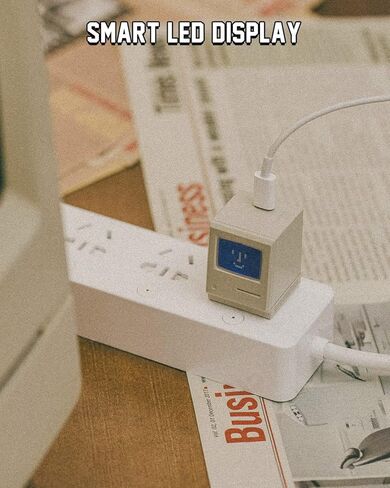 USB C Charger, Retro 35 Power Display 3-Port Fast GaN Charger with Display, 35W Foldable, for Phone 16/15 Pro Max/13, iPad, Galaxy, Google Pixel Gifts Idea in Kuwait