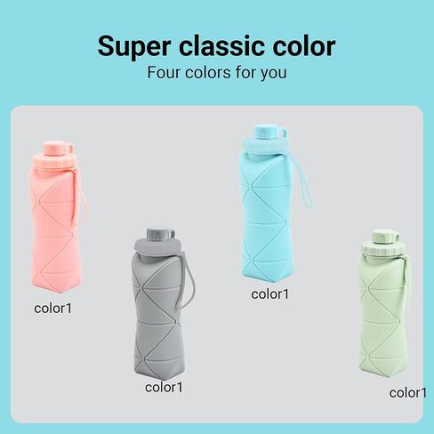 1 Pcs Folding Water Bottle - Collapsible, Leakproof Silicone, BPA Free for Travel & Gym in Saudi Arabia