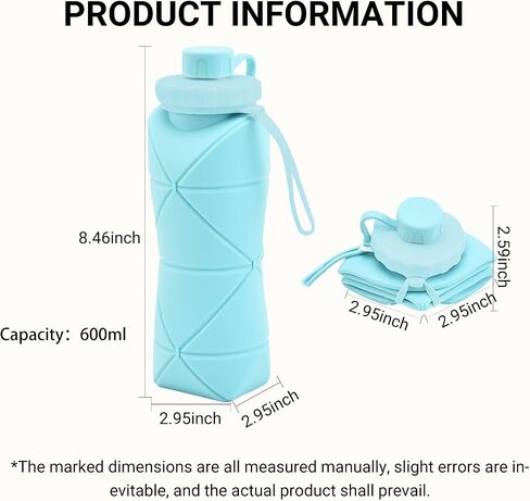 1 Pcs Folding Water Bottle - Collapsible, Leakproof Silicone, BPA Free for Travel & Gym in Saudi Arabia