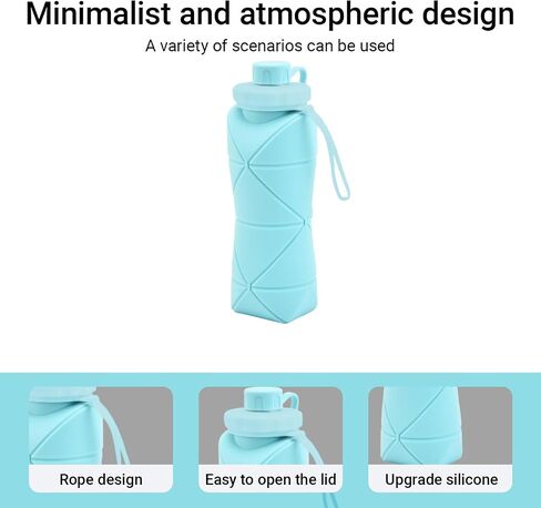 1 Pcs Folding Water Bottle - Collapsible, Leakproof Silicone, BPA Free for Travel & Gym in Saudi Arabia