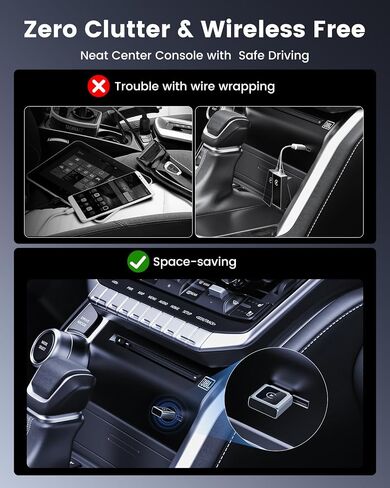 محول CarPlay اللاسلكي لـ Apple iPhone ، يحولون سلكية إلى مجموعة Carplay Mini WiRely مع محول USB-C إلى USB-A للسيارات من 2016 و IOS 10+ (Silver) in Saudi Arabia