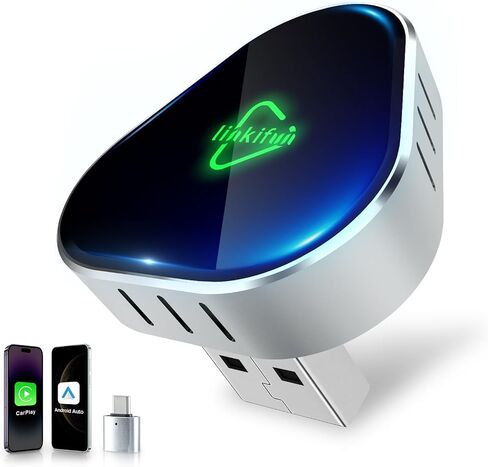 2 في 1 محول Mini Wireless Carplay ، متوافق مع Apple iPhone iOS 10+ Android 11+ ، Plug & Play ، تصميم مضغوط لـ iPhone & Android مع منفذ USB-A/Type-C in Kuwait