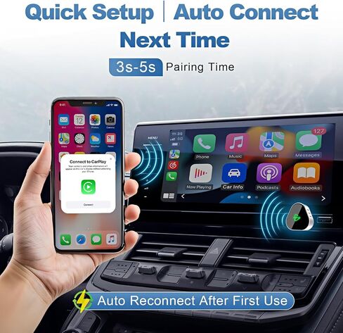 2 في 1 محول Mini Wireless Carplay ، متوافق مع Apple iPhone iOS 10+ Android 11+ ، Plug & Play ، تصميم مضغوط لـ iPhone & Android مع منفذ USB-A/Type-C in Kuwait
