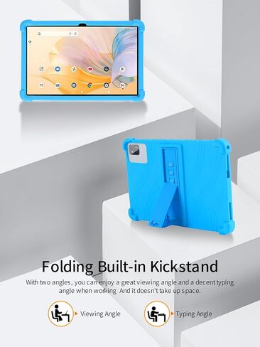 for PRITOM TAB11/PRITOM TAB12 10.1 inch Tablet Case,BOVUGAC Soft Silicone Adjustable Stand Shockproof Kids Friendly for PRITOM L10 10.1" Tablet(SkyBlue) in Saudi Arabia