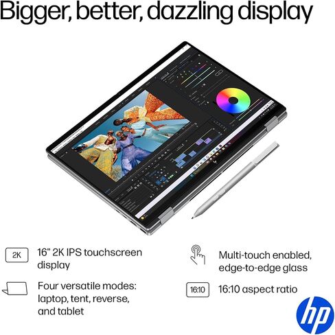 HP 2025 New Envy x360 2-in-1 Laptop, OmniBook X Flip 16" Touchscreen 2K IPS Display, AMD Ryzen AI 5 340, 16GB LPDDR5X RAM, 512GB Gen 4 SSD, Copilot AI, WiFi 6E, w/Microsoft Surface Pen, Win 11 Home in Kuwait