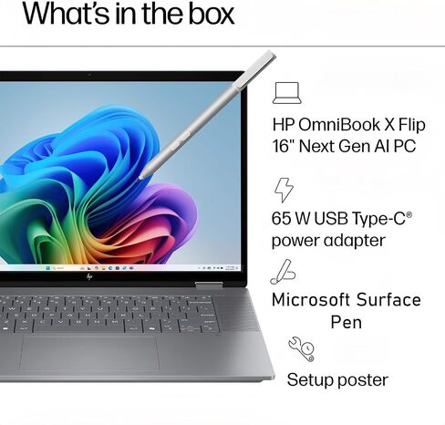 HP 2025 New Envy x360 2-in-1 Laptop, OmniBook X Flip 16" Touchscreen 2K IPS Display, AMD Ryzen AI 5 340, 16GB LPDDR5X RAM, 512GB Gen 4 SSD, Copilot AI, WiFi 6E, w/Microsoft Surface Pen, Win 11 Home in Kuwait