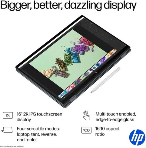 HP OmniBook X Flip 2-in-1 Copilot+ AI PC Laptop, 16" 2K Touchscreen, Intel Core Ultra 5 226V(>Ultra 7 155U), 16GB LPDDR5X, 1TB SSD, 5MP IR Webcam, Backlit KB, W/128GB PSD&Stylus, Win11 Home in Saudi Arabia