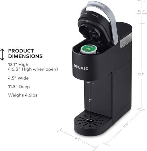 Keurig K-Mini Plus Single Severy Kup Pod Coffee Maker ، بحجم من 6 إلى 12 أوقية ، يخزن ما يصل إلى 9 قرون ، in Saudi Arabia