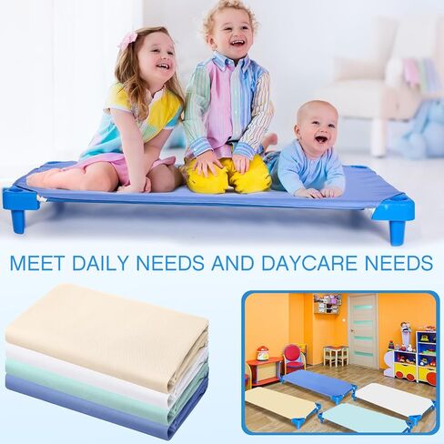 Daycare Cot Sheets for Toddler and Preschool Pure Cotton Breathable Fabric White Cot Sheets Standard Daycare Cot Bed Fitted Sheet for Boys and Girls, 51.18'' W x 23.62'' L (30 Pcs) in Saudi Arabia