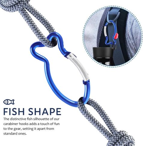 BESPortble 10pcs مقاطع السمك carabiner ، أبازيم السمك من سبائك الألومنيوم-الربيع في الخارج متعدد الاستخدام in Saudi Arabia