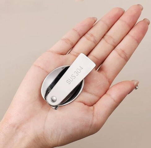 2pcs sporks قابلة للطي و 2pcs ملاعق قابلة للطي ، أواني طي من الفولاذ المقاوم للصدأ المحمولة - أدوات المائدة المدمجة للتخييم في صندوق الغداء ، والمشي لمسافات طويلة ، والنزهة in Kuwait