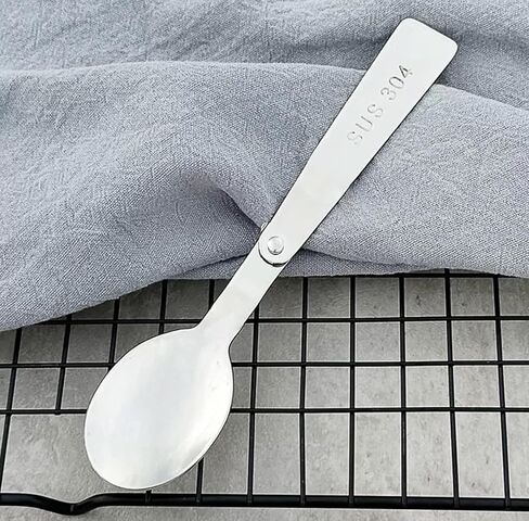 2pcs sporks قابلة للطي و 2pcs ملاعق قابلة للطي ، أواني طي من الفولاذ المقاوم للصدأ المحمولة - أدوات المائدة المدمجة للتخييم في صندوق الغداء ، والمشي لمسافات طويلة ، والنزهة in Kuwait
