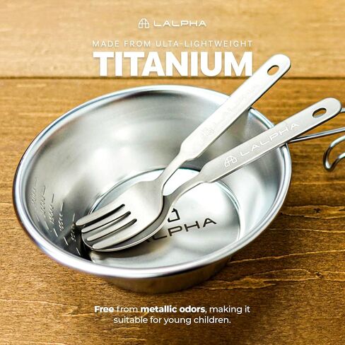 LALPHA Ultra-Lightweight Titanium Cutlery Set - Made in Tsubame-Sanjo, Includes Spoon and Fork with Storage Case for Backpacking in Saudi Arabia