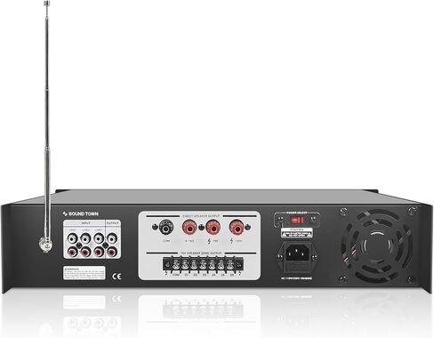 Sound Town Restaurant Bluetooth Amplifier + مجموعة مكبرات صوت سطحية ، مع مكبر صوت واحد 60 فولت/100 فولت مع Bluetooth ، مكبرات صوت سطحية 4 × 5.25 بوصة ، أسود (PAC180X4MS5B) in Saudi Arabia