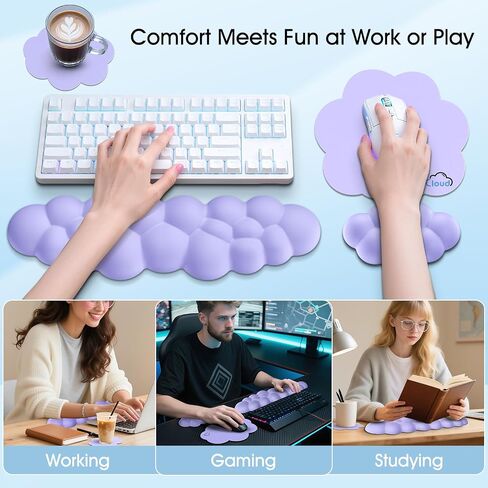 Cloud Wrist Rest Keyboard Cushion and Cloud Mouse Pad, Pink in Kuwait