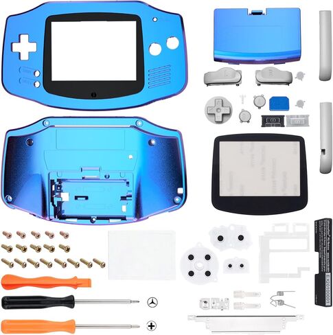 IPS Ready Extremerate Charmealeon Purple Blue Resembension Cover Full Cover + Buttons for Gameboy Advance - متوافقة مع كل من IPS وشاشة LCD القياسية - Console و IPS غير مضمنة in Saudi Arabia
