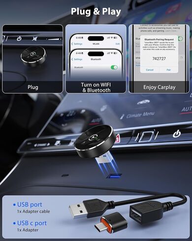 2025 محول CarPlay اللاسلكي لـ iPhone ، يحول المصنع السلكي إلى Dongle اللاسلكية للسيارات من 2016 و iOS 10+ ، والتوصيل والتشغيل ، لا يوجد زمن انتقال in Saudi Arabia