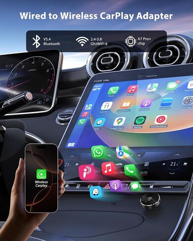2025 محول CarPlay اللاسلكي لـ iPhone ، يحول المصنع السلكي إلى Dongle اللاسلكية للسيارات من 2016 و iOS 10+ ، والتوصيل والتشغيل ، لا يوجد زمن انتقال in Saudi Arabia