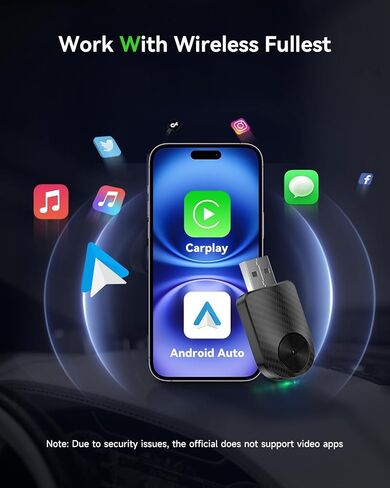 2-in-1 Apple Carplay & Android Auto Wireless Adapter-2025 Mini Dongle مع USB-C ، فإن المكونات والتشغيل بسلاسة يحول المصنع السلكية إلى اللاسلكي ، لا يوجد أي تأخير للسيارات 2016+ in Kuwait