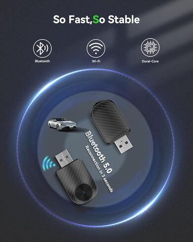 2-in-1 Apple Carplay & Android Auto Wireless Adapter-2025 Mini Dongle مع USB-C ، فإن المكونات والتشغيل بسلاسة يحول المصنع السلكية إلى اللاسلكي ، لا يوجد أي تأخير للسيارات 2016+ in Kuwait