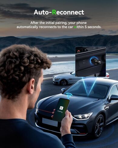 2-in-1 Apple Carplay & Android Auto Wireless Adapter-2025 Mini Dongle مع USB-C ، فإن المكونات والتشغيل بسلاسة يحول المصنع السلكية إلى اللاسلكي ، لا يوجد أي تأخير للسيارات 2016+ in Kuwait