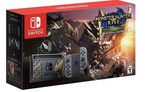 Newest Nintendo Switch Monster Hunter Rise Deluxe Edition 32GB Console With Gray Joy-Con, 6.2" Multi-Touch 1280x720 Display, WiFi, Bluetooth, HDMI and 12-in-1 Case in Saudi Arabia