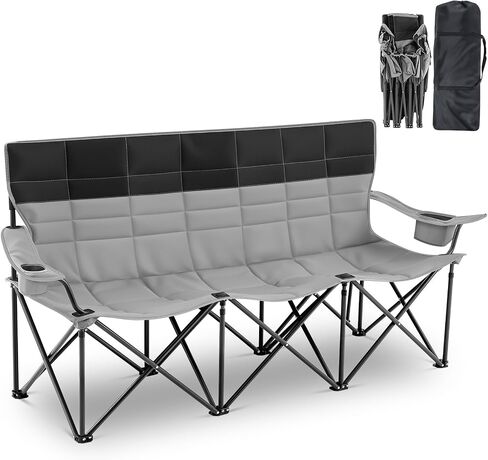 3 Person Camping Chair with Canopy Shade Fully Padded Folding Outdoor Oversized Camping Sofa for 2-3 Person, Heavy Duty Couch with Cup Holder and Carry Bag for Lawn Camp Fall Outdoor Activities in Saudi Arabia