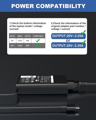 65W USB C AC AC ACTAPTER ADPTOP Charger متوافق مع Dell Latitude 3450 552. in Kuwait