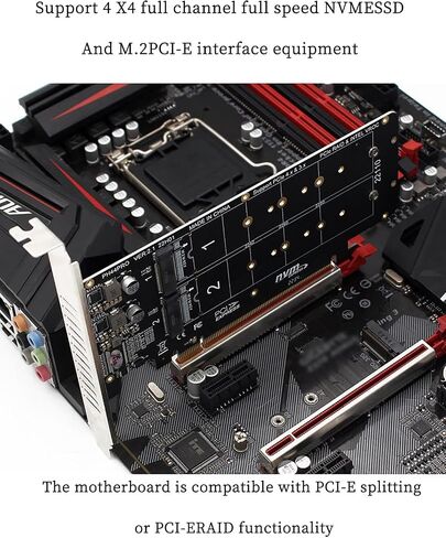 PH44Pro مزدوجة على الوجهين 4 * M.2 M-Key NVME إلى PCIE X16 SPLITTER CARD 4 * 32GBPS 2U RAID ARRAY ARRAY ADAPTIN in Saudi Arabia