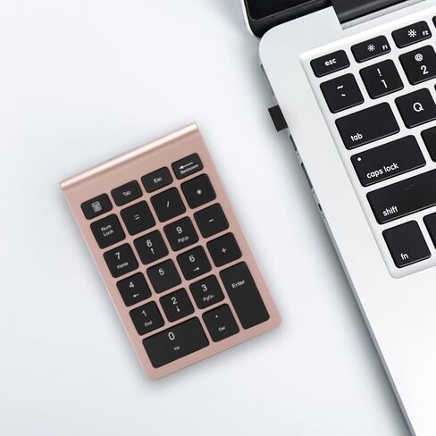 ASHATA Numeric Keypad,22 Keys Numeric Keypad USB Ergonomic Keyboard with Receiver,Support for Android, for for OS Systems.(Rose Gold) in Saudi Arabia