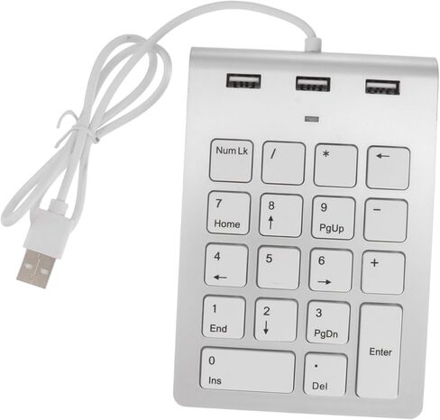 Homsfou Zinc Alloy USB Numeric Keypad 18 Keys Compact Numpad Hub لجهاز الكمبيوتر المحمول وأجهزة الكمبيوتر المكتبية تصميم الفضة للمحاسبة المالية ودخول البيانات in Kuwait