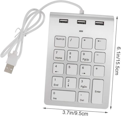 Homsfou Zinc Alloy USB Numeric Keypad 18 Keys Compact Numpad Hub لجهاز الكمبيوتر المحمول وأجهزة الكمبيوتر المكتبية تصميم الفضة للمحاسبة المالية ودخول البيانات in Kuwait