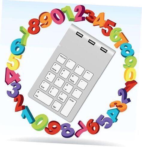 Homsfou Zinc Alloy USB Numeric Keypad 18 Keys Compact Numpad Hub لجهاز الكمبيوتر المحمول وأجهزة الكمبيوتر المكتبية تصميم الفضة للمحاسبة المالية ودخول البيانات in Kuwait