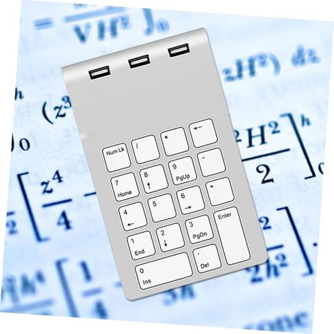 Homsfou Zinc Alloy USB Numeric Keypad 18 Keys Compact Numpad Hub لجهاز الكمبيوتر المحمول وأجهزة الكمبيوتر المكتبية تصميم الفضة للمحاسبة المالية ودخول البيانات in Kuwait