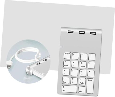 Homsfou Zinc Alloy USB Numeric Keypad 18 Keys Compact Numpad Hub لجهاز الكمبيوتر المحمول وأجهزة الكمبيوتر المكتبية تصميم الفضة للمحاسبة المالية ودخول البيانات in Kuwait
