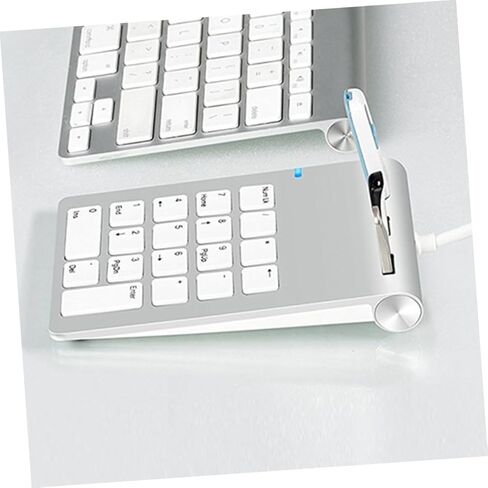 Homsfou Zinc Alloy USB Numeric Keypad 18 Keys Compact Numpad Hub لجهاز الكمبيوتر المحمول وأجهزة الكمبيوتر المكتبية تصميم الفضة للمحاسبة المالية ودخول البيانات in Kuwait