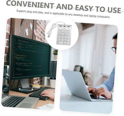 Homsfou Zinc Alloy USB Numeric Keypad 18 Keys Compact Numpad Hub لجهاز الكمبيوتر المحمول وأجهزة الكمبيوتر المكتبية تصميم الفضة للمحاسبة المالية ودخول البيانات in Kuwait