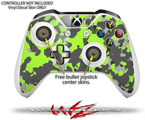 Decal Vinyl Skin Wrap Compatible with Xbox One S Console and Controllers - WraptorCamo Old School Camouflage Camo Lime Green in Saudi Arabia