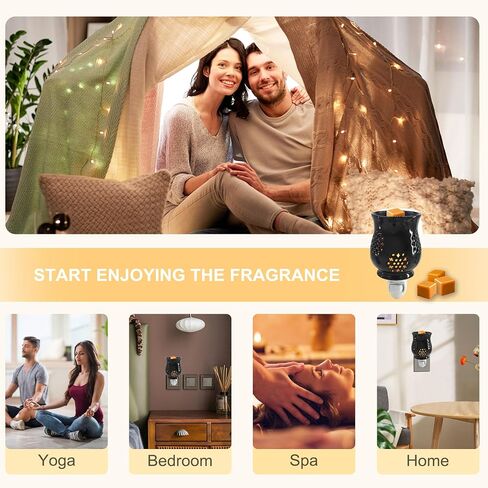 CVHOMEDECO. سخان كهربائي للشمع يذوب على الحائط، سخان عطر سيراميكي للشموع المعطرة، يذوب الشمع، الفطائر والزيوت العطرية، ديكور إضاءة ليلية، فانوس in Kuwait