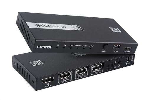 Cable Matters HDMI 2.1 Audio Extractor with eARC, Dolby Atmos, DTS, HDMI to Optical Adapter for TV, Amplifier, Works with Sonos, Samsung Soundbars, Max 5.1 Ch for Optical, No PS3, Xbox 360 Support in Saudi Arabia