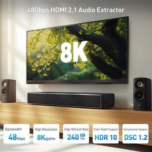 Cable Matters HDMI 2.1 Audio Extractor with eARC, Dolby Atmos, DTS, HDMI to Optical Adapter for TV, Amplifier, Works with Sonos, Samsung Soundbars, Max 5.1 Ch for Optical, No PS3, Xbox 360 Support in Saudi Arabia