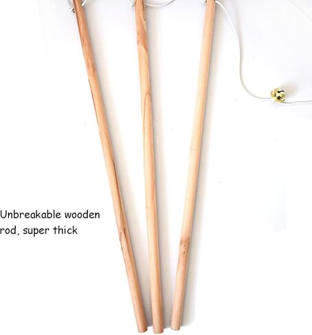 IUHKBH Cat Wands, 3 PCS Interactive Cat Teaser Wands with Bell Wood Cat Toy Wands for Cat and Kitten in Kuwait