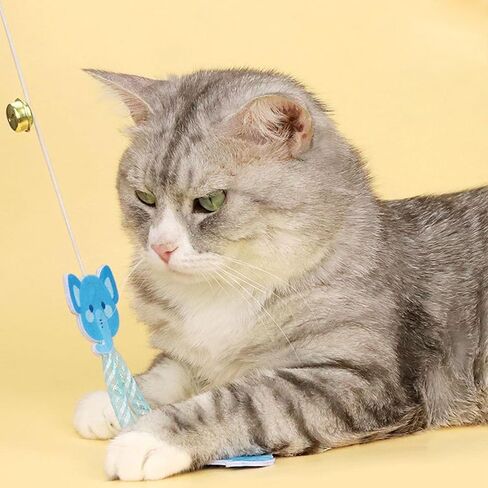 IUHKBH Cat Wands, 3 PCS Interactive Cat Teaser Wands with Bell Wood Cat Toy Wands for Cat and Kitten in Kuwait