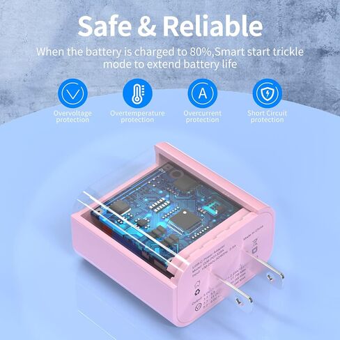 USB C Charger [MFi Certified] iPhone Charger Fast Charging 3Pack 20W Type C Wall Charger Block with 6FT USB C to Lightning Cable Compatible with for iPhone 14Pro/13 Pro/12 Pro Max/11/XS Max/XS/XR/X/8 in Saudi Arabia