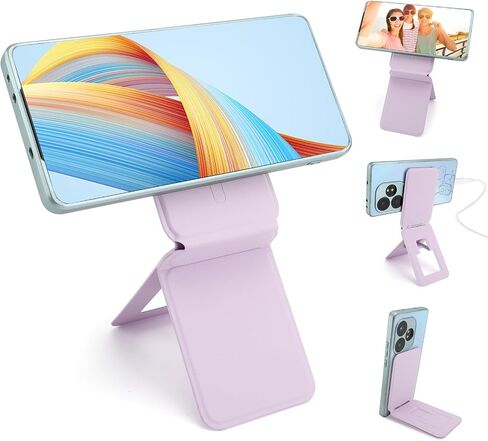 Phone Stand, Foldable Magnetic Phone Tripod, Angle Adjustment & Strong Magnets PU Leather Phone Stand, Compatible with All Smart Phone 16/15/14/13/12 (Black) in Saudi Arabia